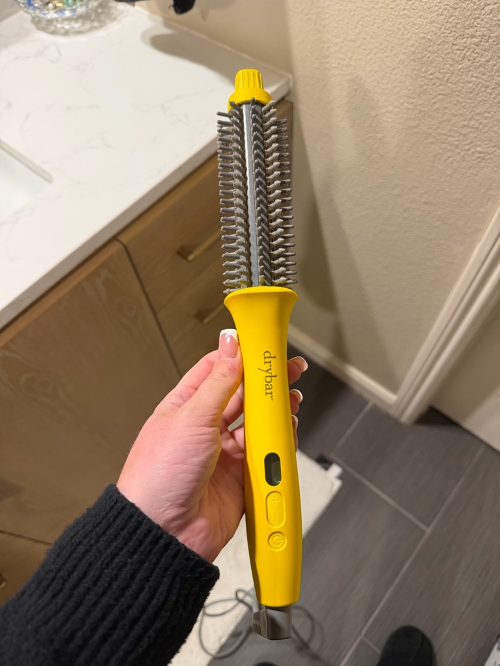 Drybar Yellow Round Styling Brush with Bristle Barrel